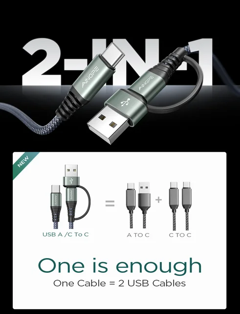 Lisen high quality mobile phone data cable A/C TO C USB 3.0 2M charging data cable