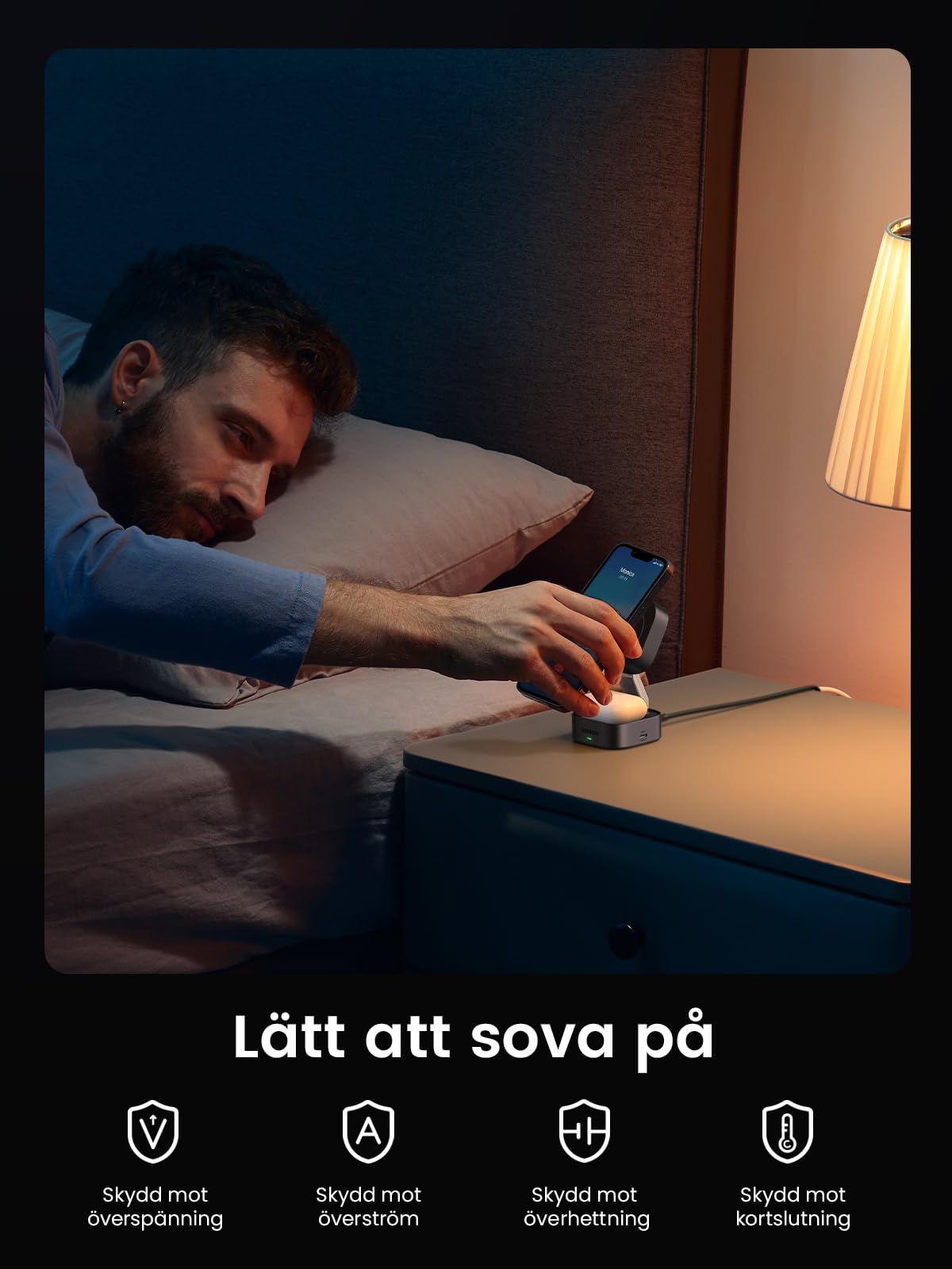 UGREEN MagFlow vikbart 2 i 1 laddningsstativ för iPhone kompatibelt med MagSafe trådlös laddare för iPhone 16,16 Pro,16 Pro Max,15,14,13,12, AirPods, vinkeljusterbart laddningsstativ