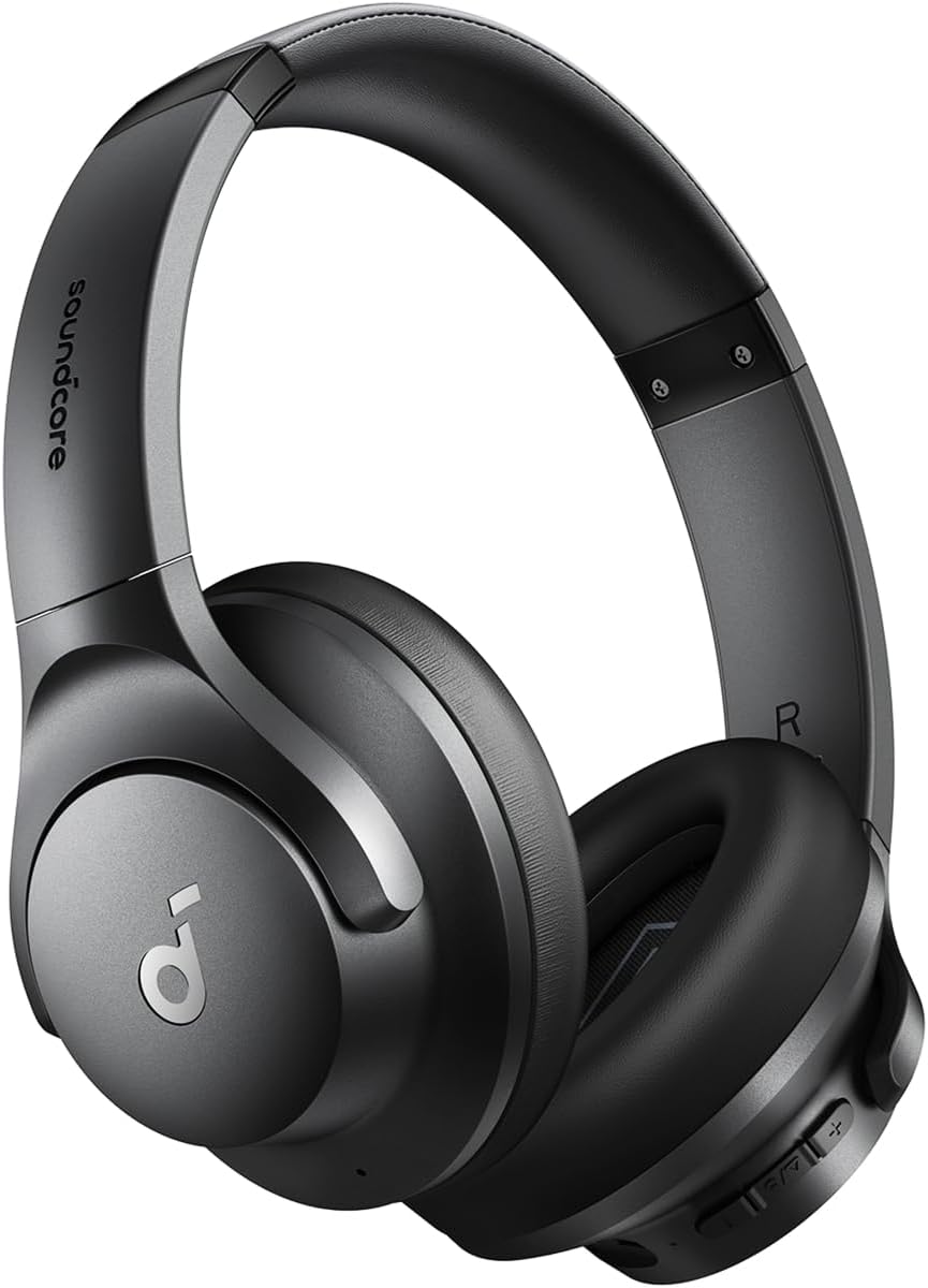 Anker Q20i hybrida hörlurar, aktiv brusreducering, trådlös over-ear, Bluetooth, 40 timmars ANC speltid, högupplöst ljud, kraftfull bas, app-anpassbar, Transparency-läge