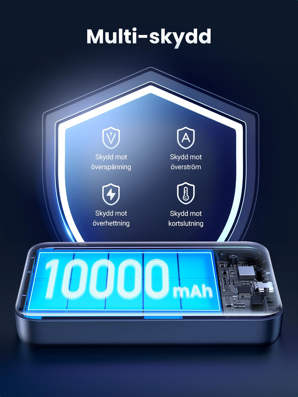 UGREEN Trådlös powerbank 10000mAh magnetisk powerbank med USB-C snabbladdningsfunktion, trådlöst externt batteri MagSafe kompatibelt med iPhone 16 Pro Max/Pro/16/15 Pro Max/Pro/14/13/12(svart)