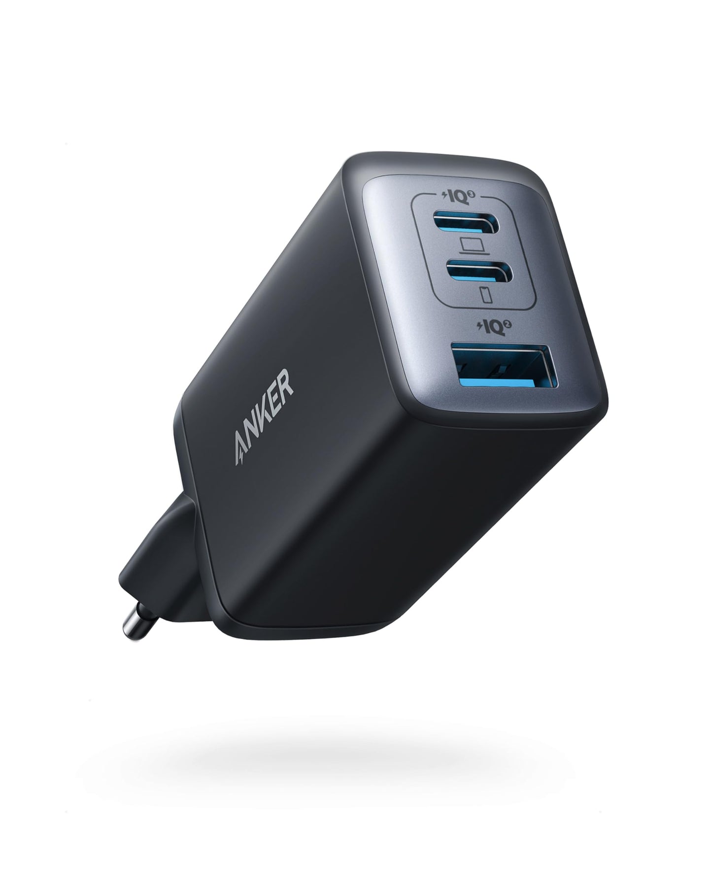 Anker USB C-laddare, 735 Laddare Nano II 65W, PPS 3-ports snabb, kompakt hopfällbar.