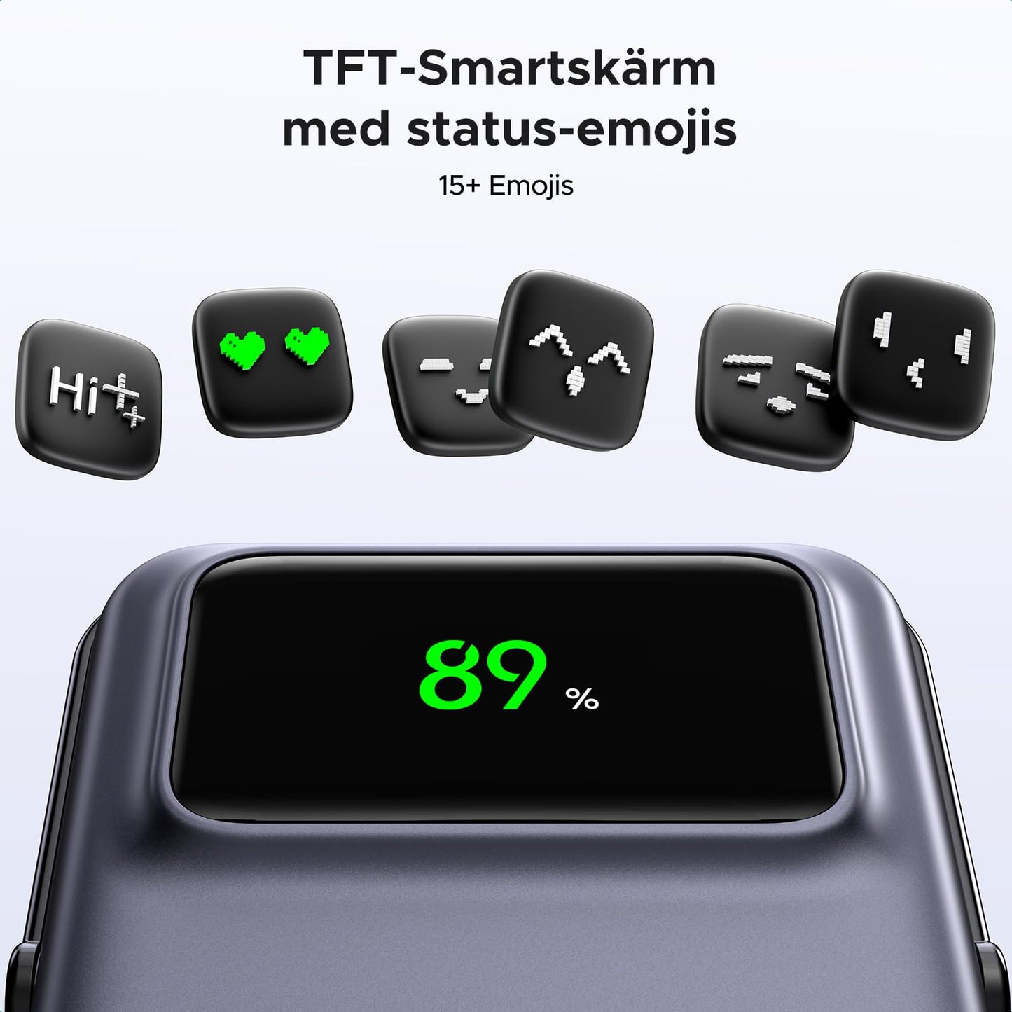 UGREEN Uno Wireless Power Bank 5000mAh Magnetisk powerbank med vikbart stativ och TFT-skärm, 20W USB-C snabbladdning, 7.5W MagSafe kompatibel med iPhone 12-16-serien (Lila)