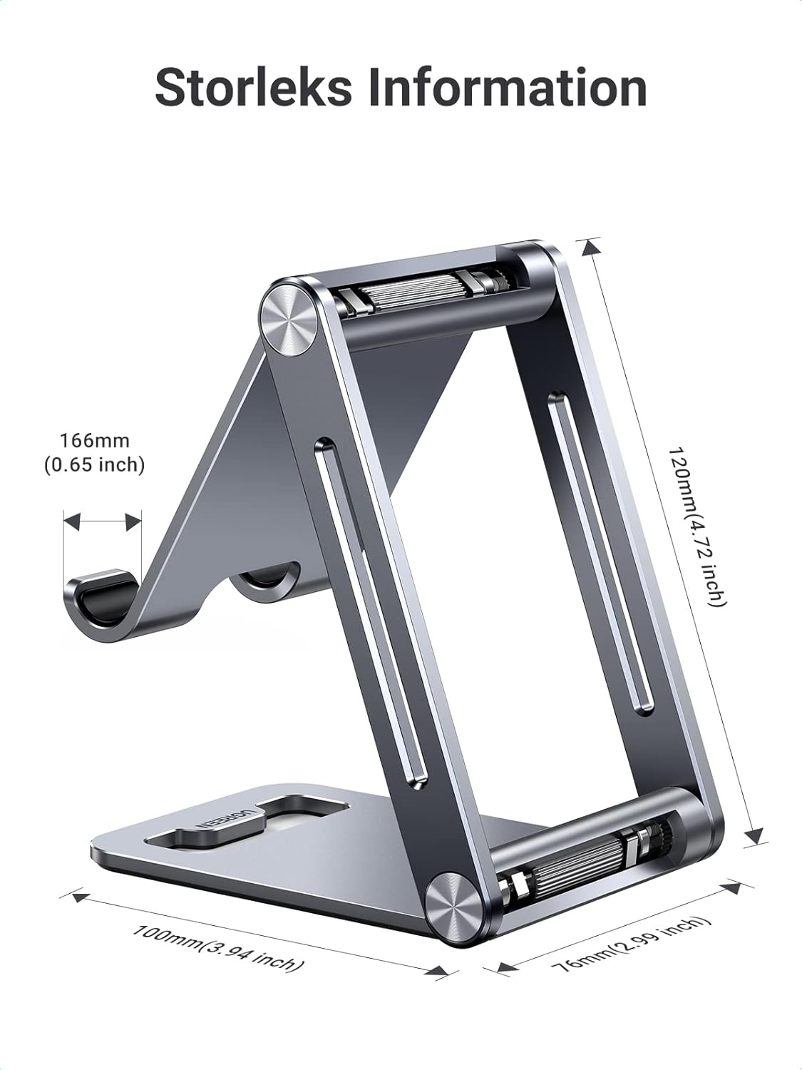 UGREEN Telefonhållare Vikbart Telefonställ i Aluminium Kompatibel med iPhone 14 13 Pro Max Mini 12 11 X SE 8 7 Galaxy S23 Ultra S23+ S23 S22 S21 Ultra S20 Note20 Redmi Note 10 Pro