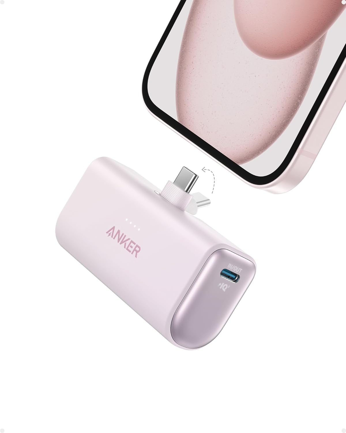 Anker Nano Powerbank, 5000 mAh Powerbank 22,5 W, integrerad vikbar USB-C-kontakt