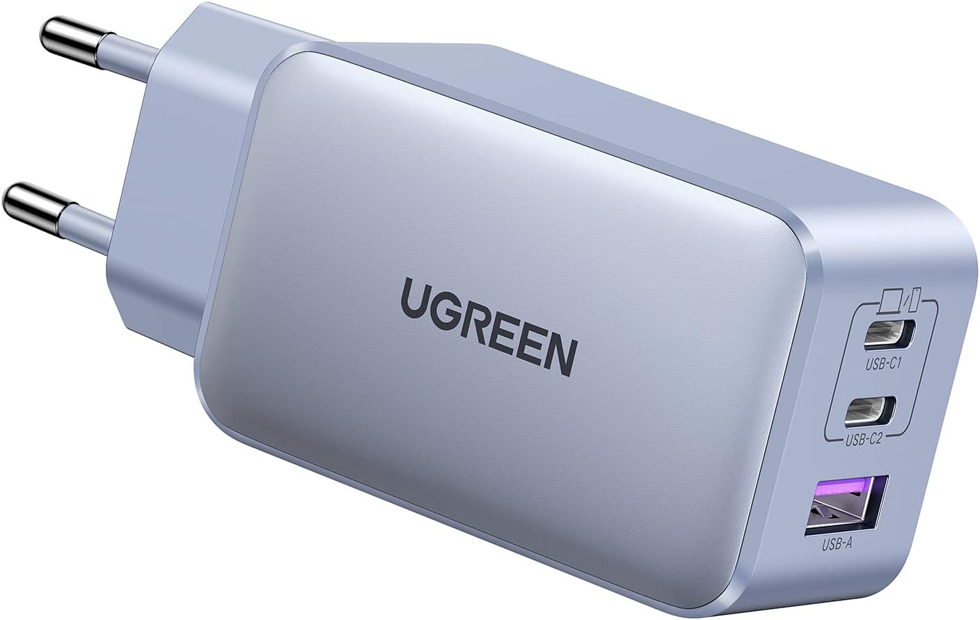 UGREEN Nexode USB C-laddare 65W USB C-strömadapter 3-portars GaN PD Charger PPS Kompatibel med MacBook Pro/Air, iPhone 16 Pro Max, 15, iPad Pro, Galaxy S24, S23, S22, Steam Deck.(Svart)