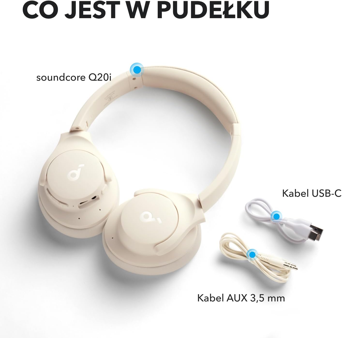 Anker Q20i hybrida hörlurar, aktiv brusreducering, trådlös over-ear, Bluetooth, 40 timmars ANC speltid, högupplöst ljud, kraftfull bas, app-anpassbar, Transparency-läge
