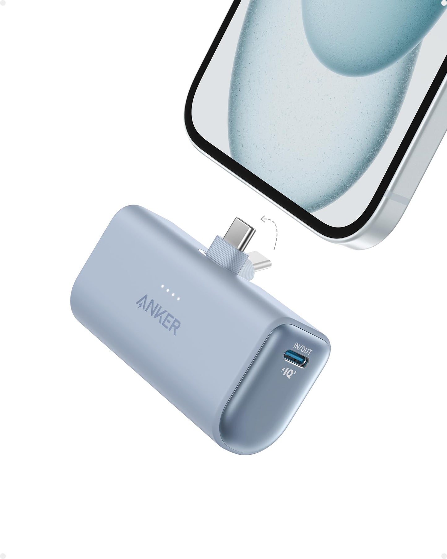 Anker Nano Powerbank, 5000 mAh Powerbank 22,5 W, integrerad vikbar USB-C-kontakt
