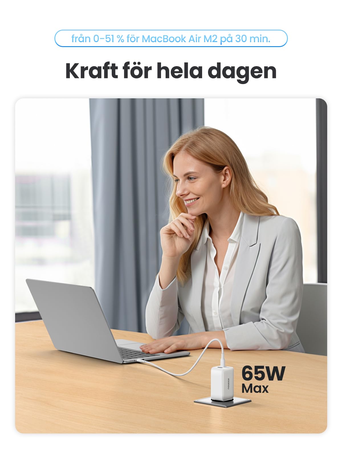UGREEN Nexode USB C-laddare 65W USB C-strömadapter 3-portars GaN PD Charger PPS Kompatibel med MacBook Pro/Air, iPhone 16 Pro Max, 15, iPad Pro, Galaxy S24, S23, S22, Steam Deck.(Svart)
