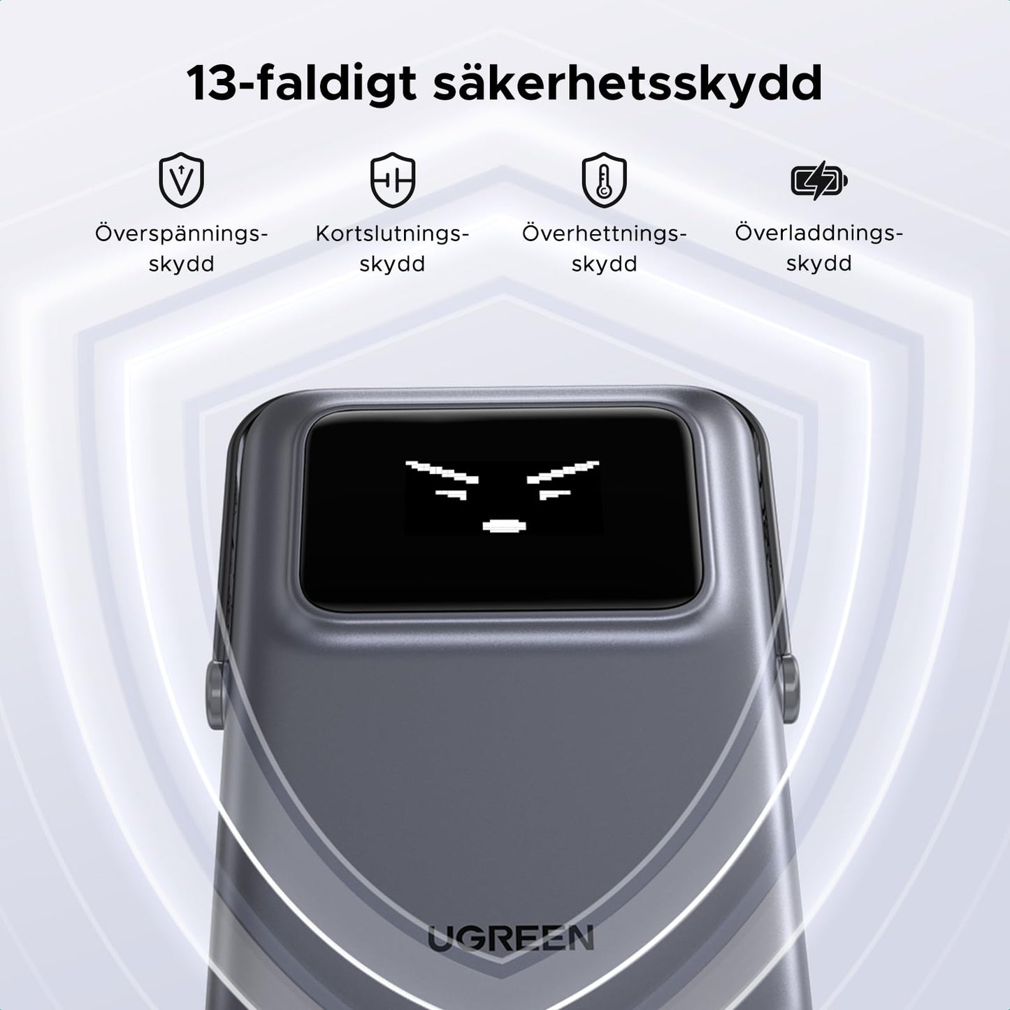 UGREEN Uno Wireless Power Bank 5000mAh Magnetisk powerbank med vikbart stativ och TFT-skärm, 20W USB-C snabbladdning, 7.5W MagSafe kompatibel med iPhone 12-16-serien (Lila)