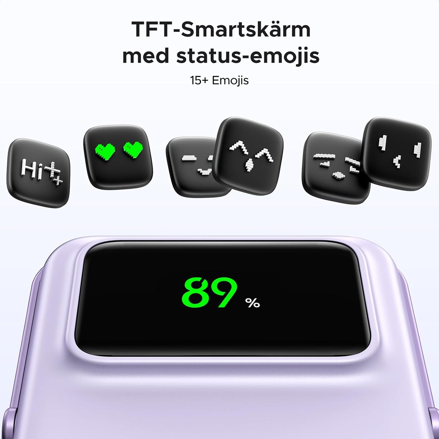 UGREEN Uno Wireless Power Bank 5000mAh Magnetisk powerbank med vikbart stativ och TFT-skärm, 20W USB-C snabbladdning, 7.5W MagSafe kompatibel med iPhone 12-16-serien (Lila)