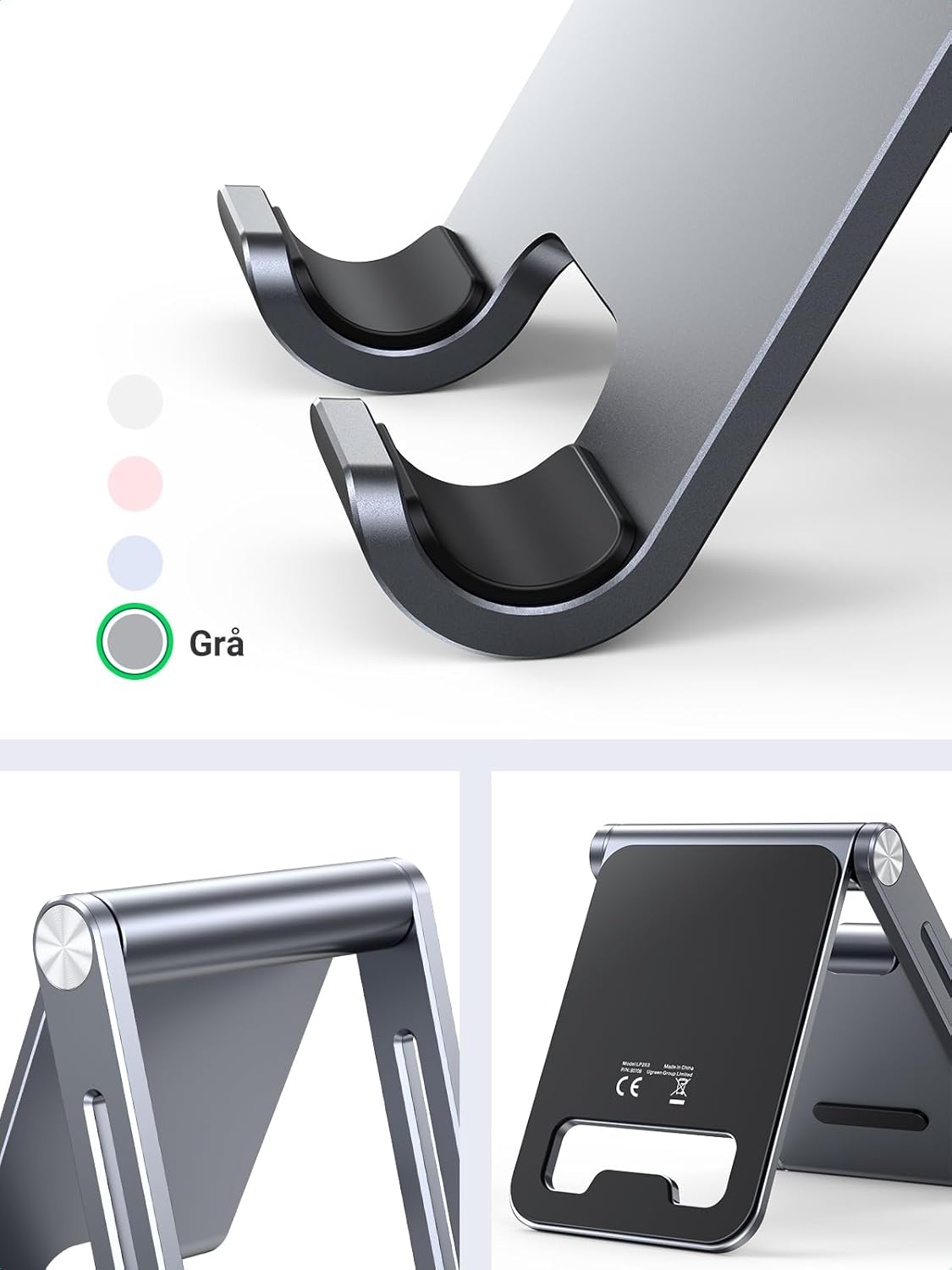 UGREEN Telefonhållare Vikbart Telefonställ i Aluminium Kompatibel med iPhone 14 13 Pro Max Mini 12 11 X SE 8 7 Galaxy S23 Ultra S23+ S23 S22 S21 Ultra S20 Note20 Redmi Note 10 Pro