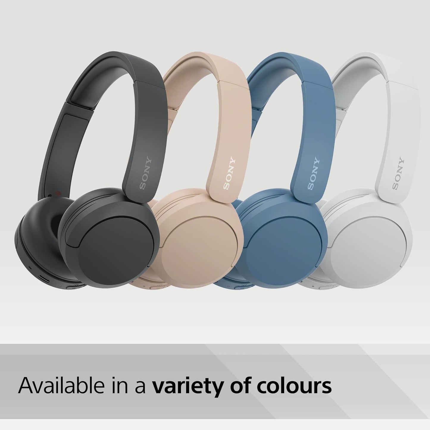 Sony WH-CH520 trådlösa Bluetooth-hörlurar - upp till 50 timmars batteritid med snabbladdning, On-ear-stil - Svart