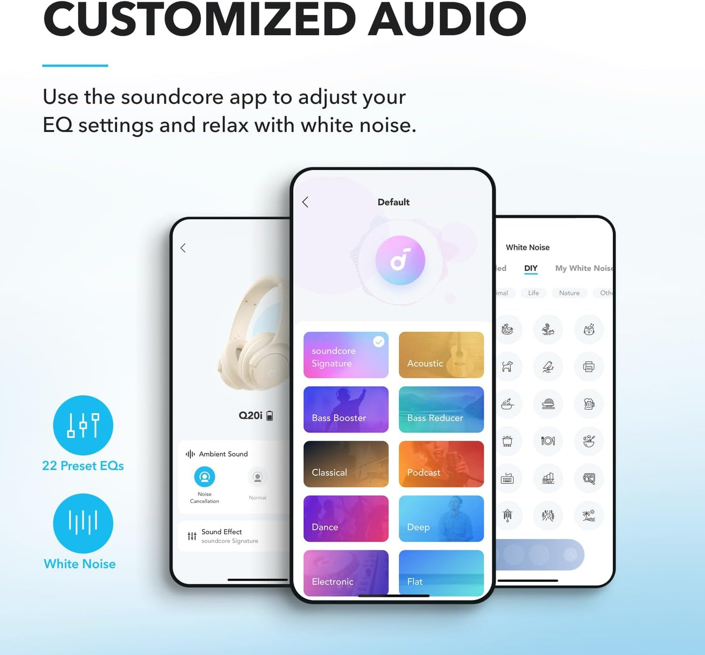 Anker Q20i hybrida hörlurar, aktiv brusreducering, trådlös over-ear, Bluetooth, 40 timmars ANC speltid, högupplöst ljud, kraftfull bas, app-anpassbar, Transparency-läge