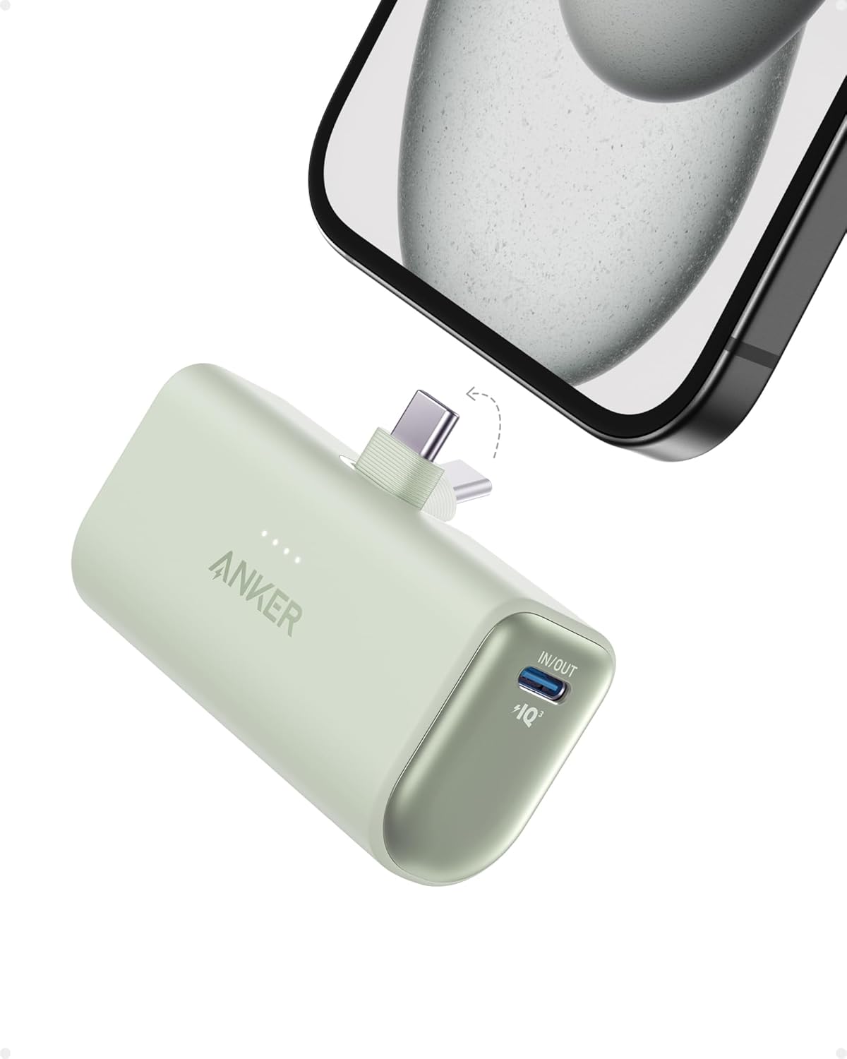 Anker Nano Powerbank, 5000 mAh Powerbank 22,5 W, integrerad vikbar USB-C-kontakt