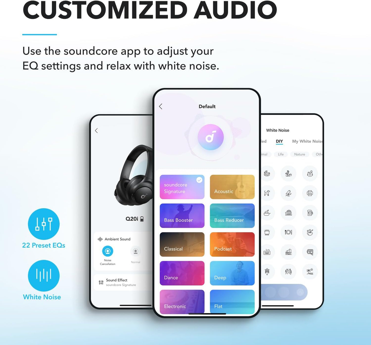 Anker Q20i hybrida hörlurar, aktiv brusreducering, trådlös over-ear, Bluetooth, 40 timmars ANC speltid, högupplöst ljud, kraftfull bas, app-anpassbar, Transparency-läge
