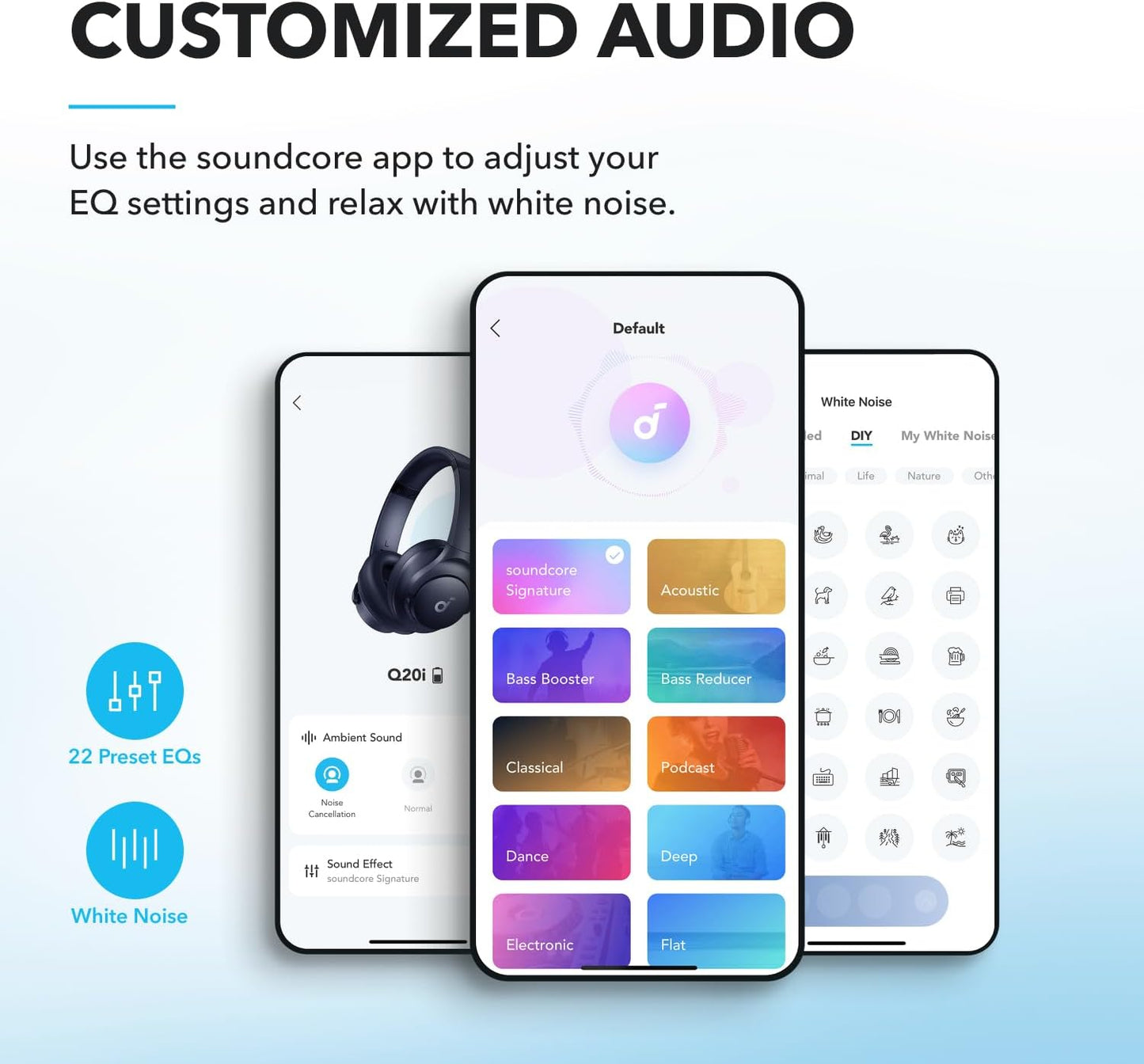 Anker Q20i hybrida hörlurar, aktiv brusreducering, trådlös over-ear, Bluetooth, 40 timmars ANC speltid, högupplöst ljud, kraftfull bas, app-anpassbar, Transparency-läge