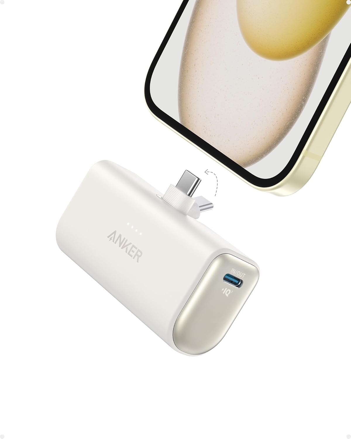 Anker Nano Powerbank, 5000 mAh Powerbank 22,5 W, integrerad vikbar USB-C-kontakt