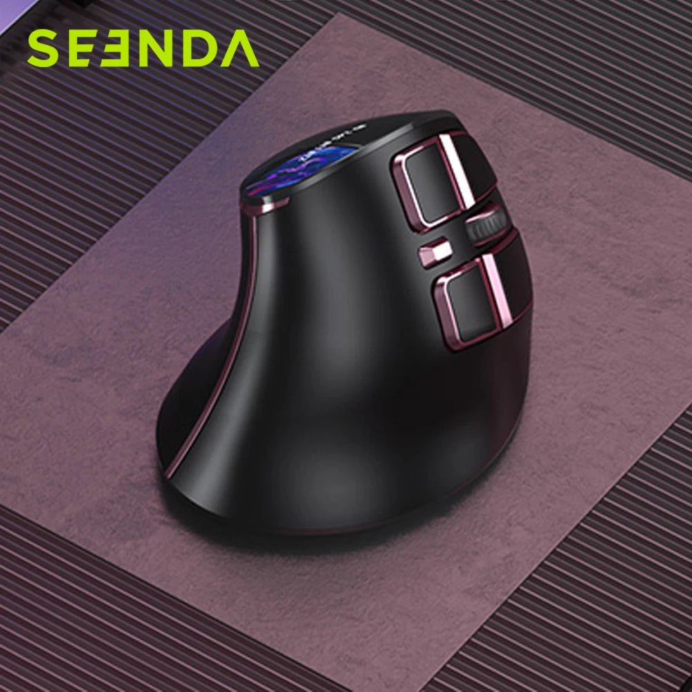Seenda Vertikal Ergonomisk Trådlös Mus Uppladdningsbar Bluetooth 5.0 3.0 2.4G USB för Laptop PC Mac iPad Office