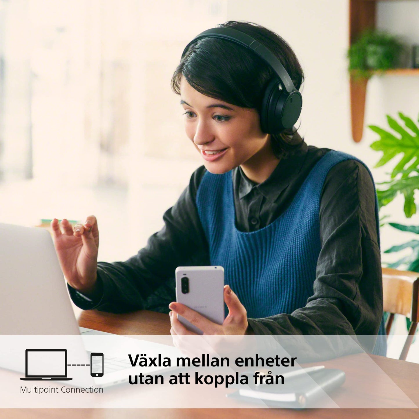 Sony WH-CH720N brusreducerande trådlösa Bluetooth-hörlurar - Upp till 35 timmars batteritid och snabbladdning - Svart