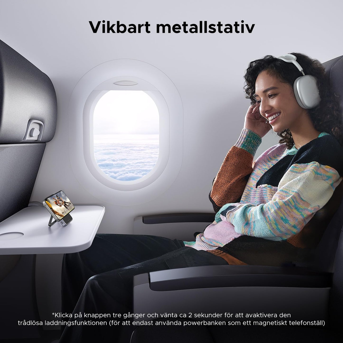UGREEN Uno Wireless Power Bank 5000mAh Magnetisk powerbank med vikbart stativ och TFT-skärm, 20W USB-C snabbladdning, 7.5W MagSafe kompatibel med iPhone 12-16-serien (Lila)