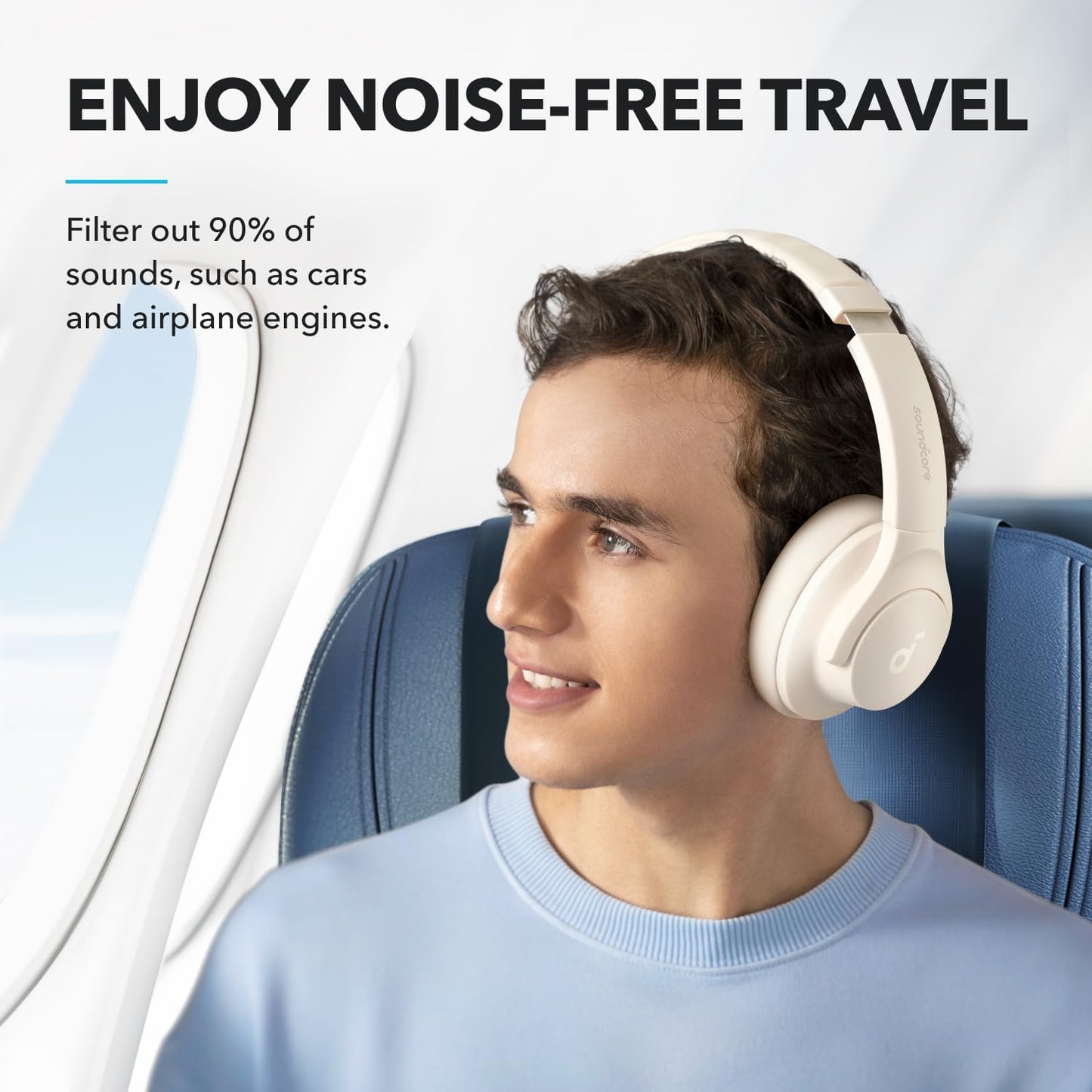 Anker Q20i hybrida hörlurar, aktiv brusreducering, trådlös over-ear, Bluetooth, 40 timmars ANC speltid, högupplöst ljud, kraftfull bas, app-anpassbar, Transparency-läge