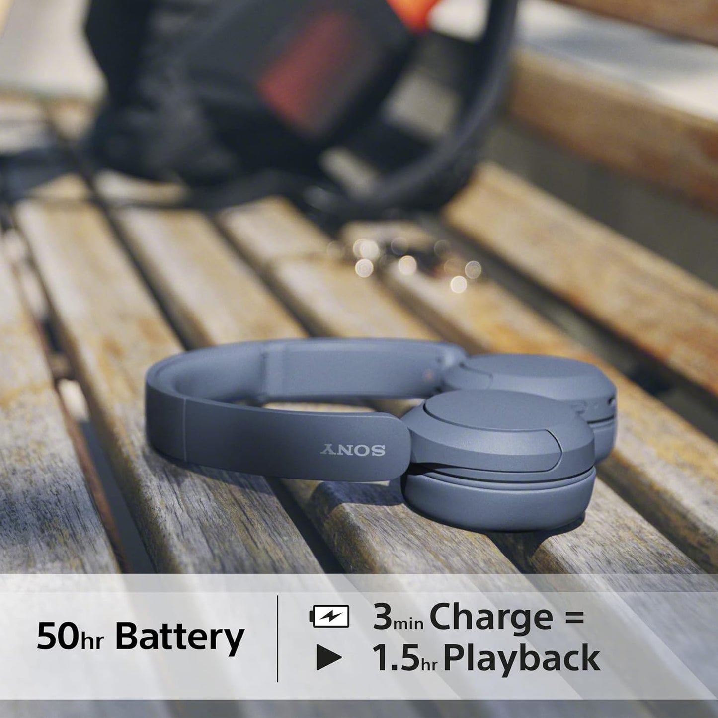 Sony WH-CH520 trådlösa Bluetooth-hörlurar - upp till 50 timmars batteritid med snabbladdning, On-ear-stil - Svart