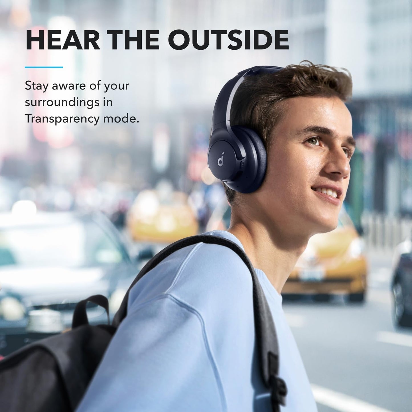 Anker Q20i hybrida hörlurar, aktiv brusreducering, trådlös over-ear, Bluetooth, 40 timmars ANC speltid, högupplöst ljud, kraftfull bas, app-anpassbar, Transparency-läge