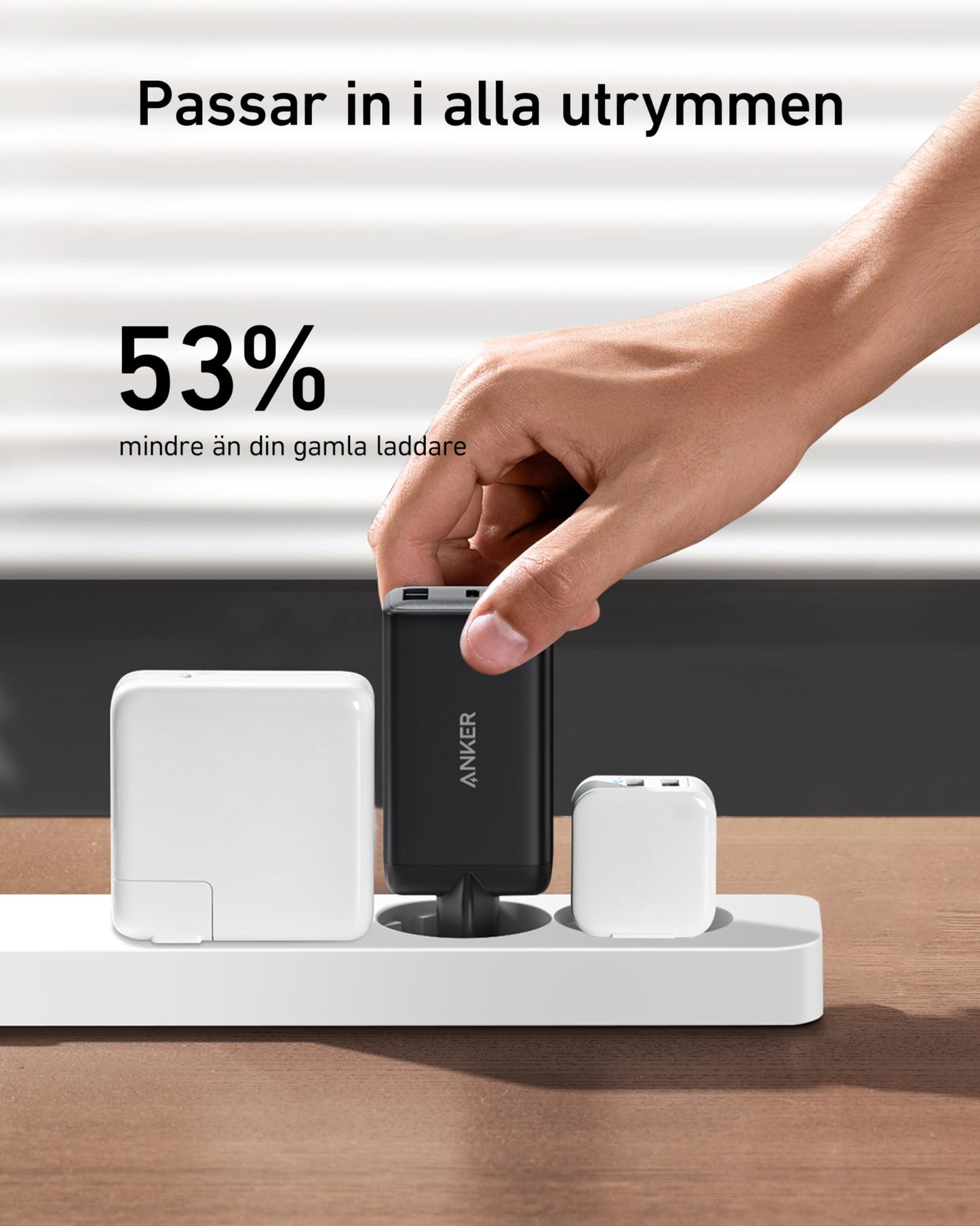 Anker USB C-laddare, 735 Laddare Nano II 65W, PPS 3-ports snabb, kompakt hopfällbar.