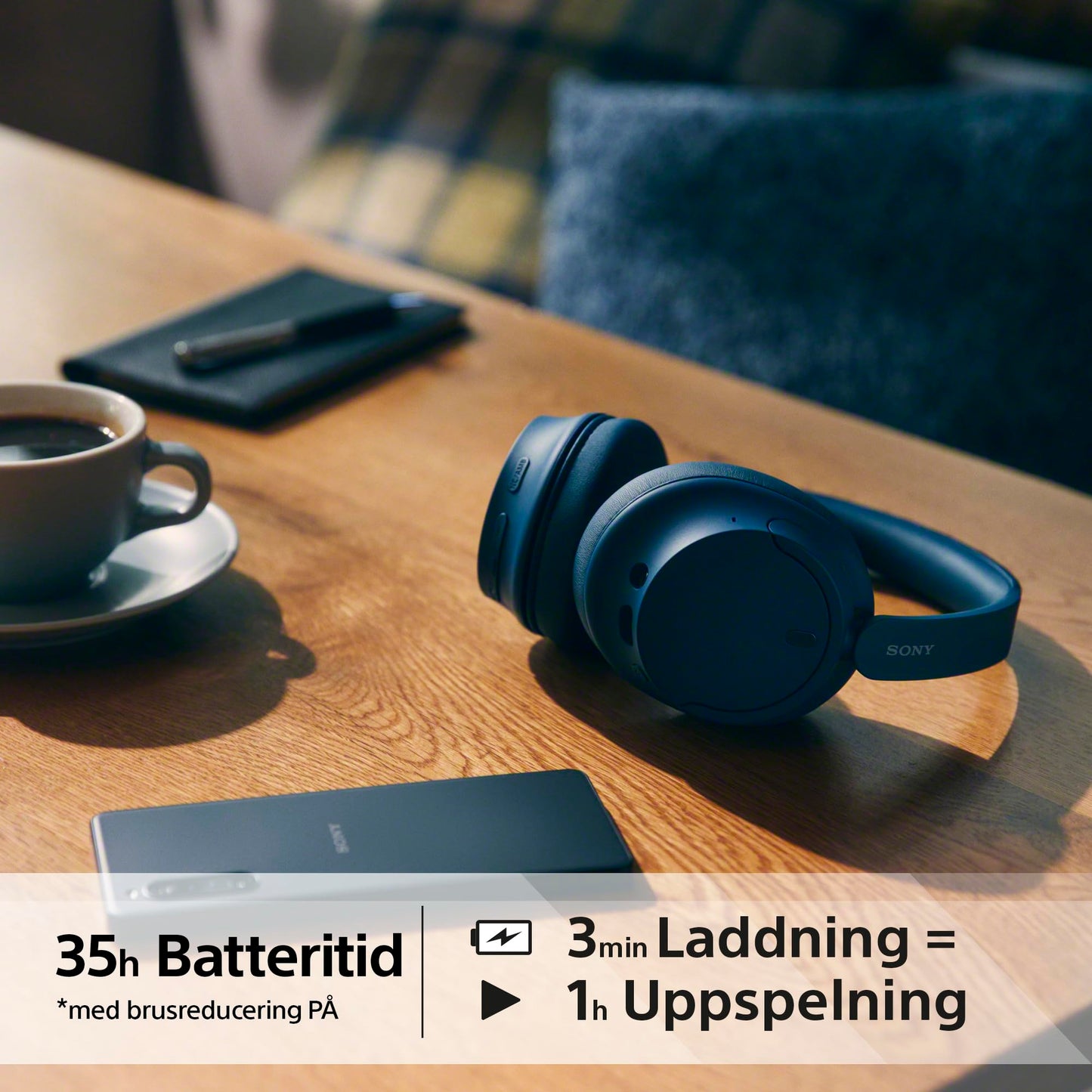 Sony WH-CH720N brusreducerande trådlösa Bluetooth-hörlurar - Upp till 35 timmars batteritid och snabbladdning - Svart