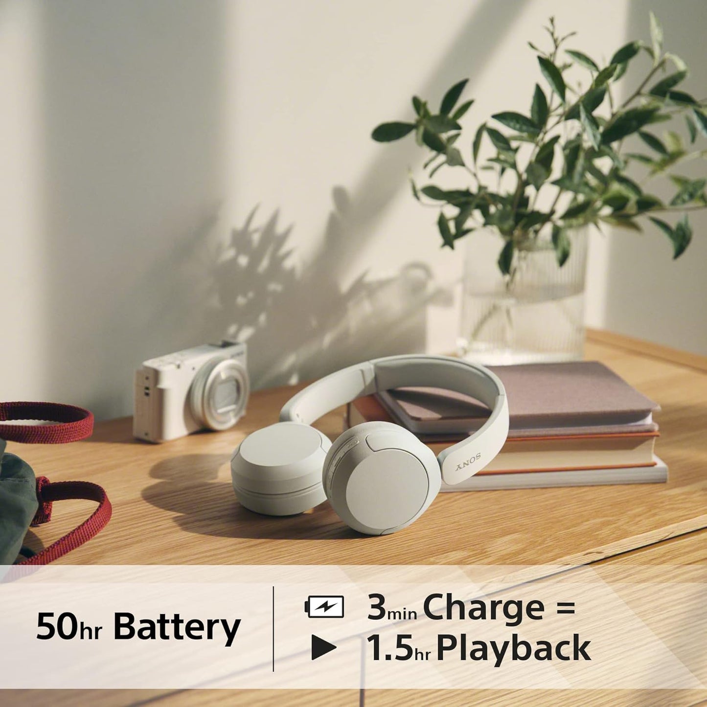 Sony WH-CH520 trådlösa Bluetooth-hörlurar - upp till 50 timmars batteritid med snabbladdning, On-ear-stil - Svart