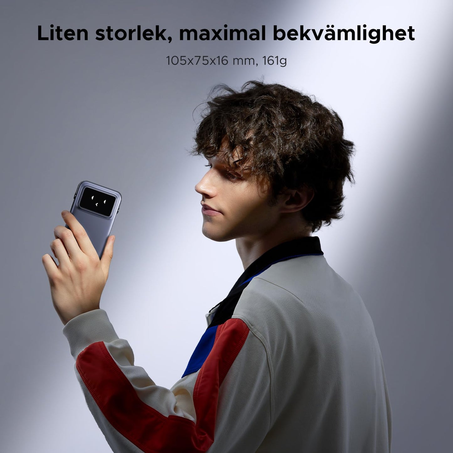 UGREEN Uno Wireless Power Bank 5000mAh Magnetisk powerbank med vikbart stativ och TFT-skärm, 20W USB-C snabbladdning, 7.5W MagSafe kompatibel med iPhone 12-16-serien (Lila)