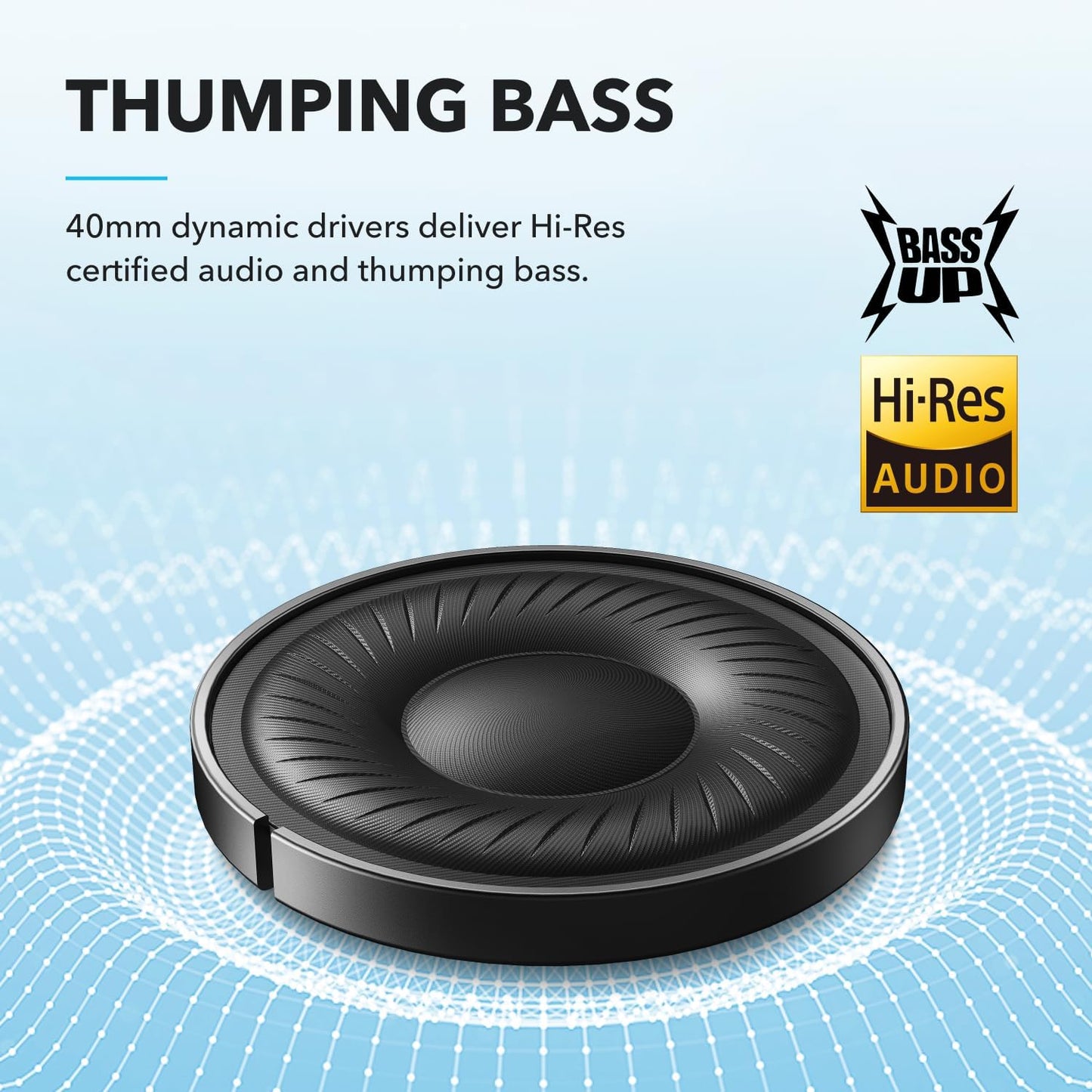 Anker Q20i hybrida hörlurar, aktiv brusreducering, trådlös over-ear, Bluetooth, 40 timmars ANC speltid, högupplöst ljud, kraftfull bas, app-anpassbar, Transparency-läge