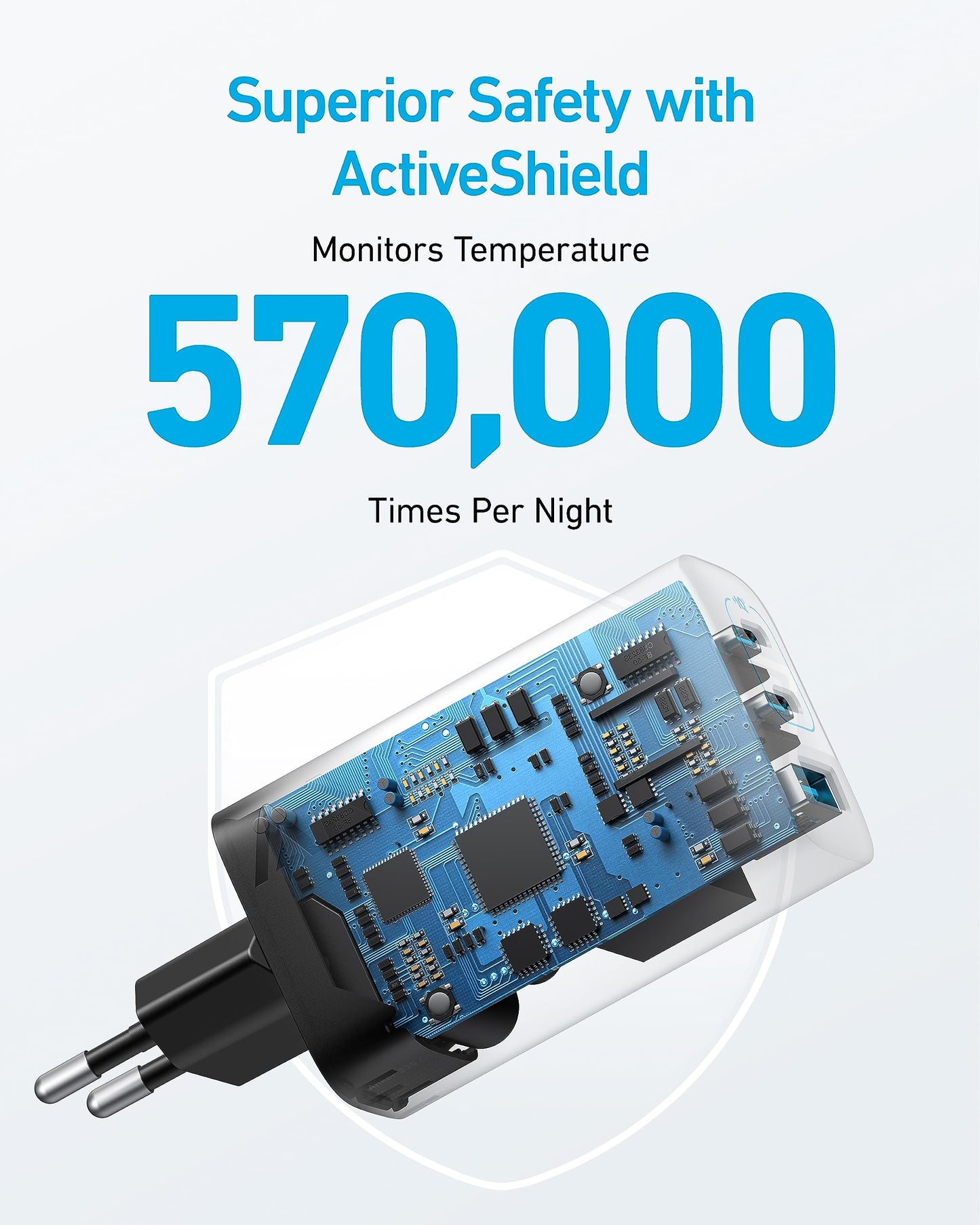 Anker 67W USB C-laddare, 3-portars PIQ 3.0 kompakt snabbladdare, 1,5 m USB C till USB C-kabel ingår)