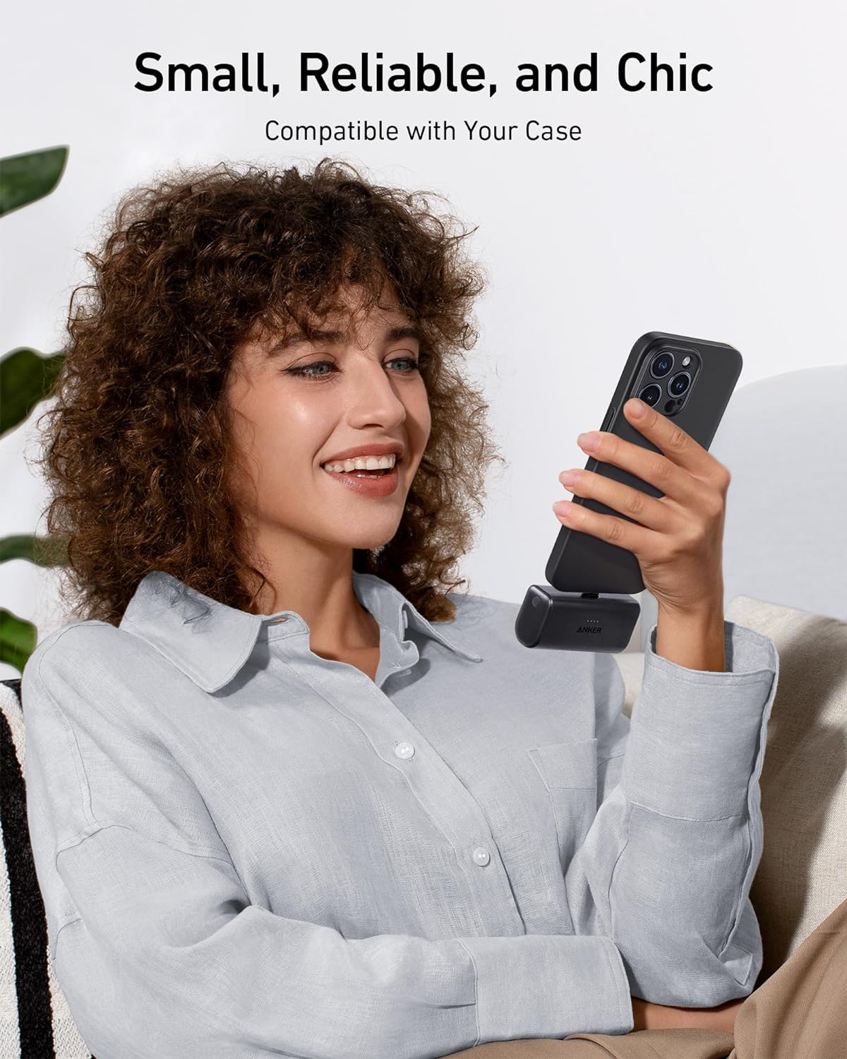 Anker Nano Powerbank, 5000 mAh Powerbank 22,5 W, integrerad vikbar USB-C-kontakt