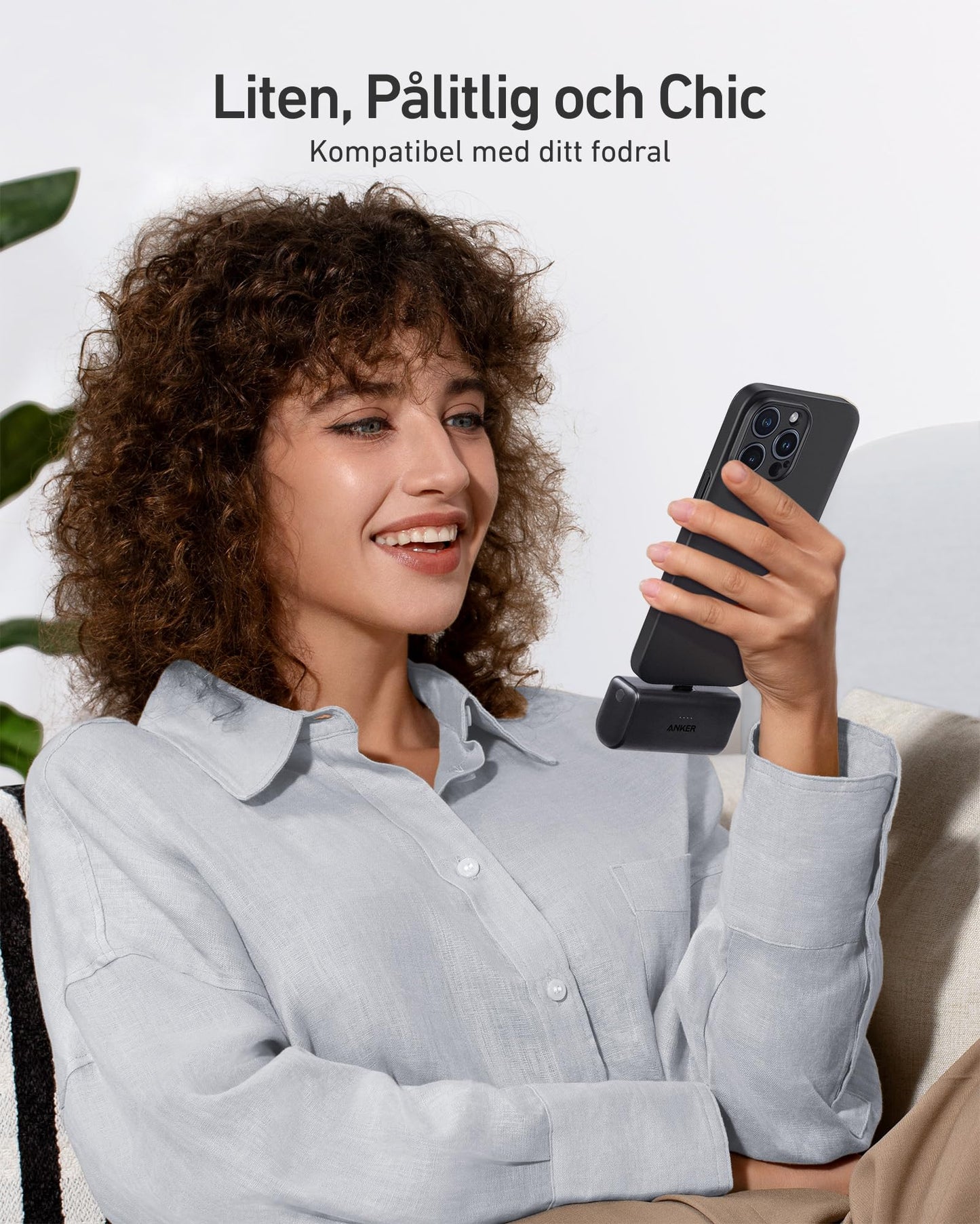 Anker Nano Powerbank, 5000 mAh Powerbank 22,5 W, integrerad vikbar USB-C-kontakt