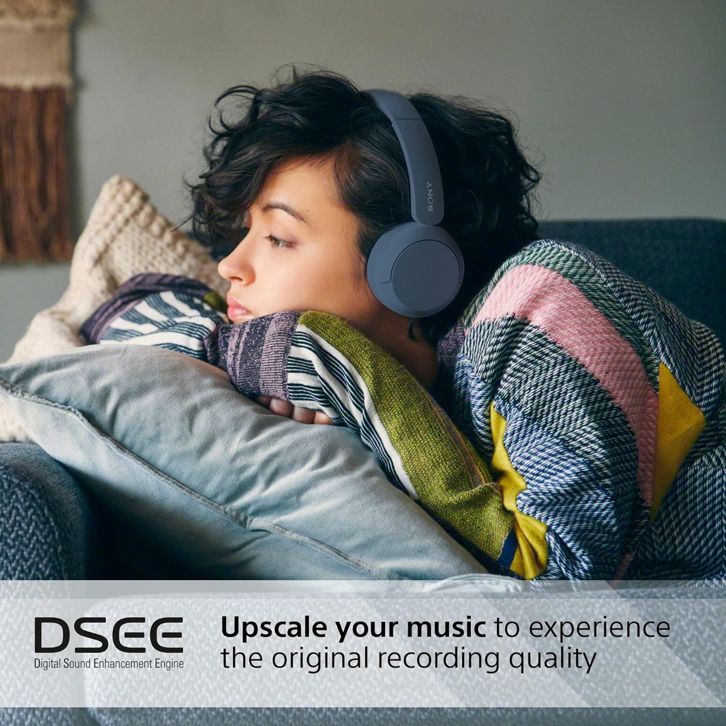 Sony WH-CH520 trådlösa Bluetooth-hörlurar - upp till 50 timmars batteritid med snabbladdning, On-ear-stil - Svart