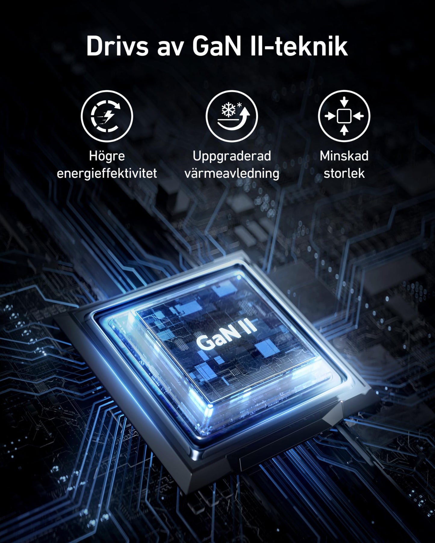 Anker USB C-laddare, 735 Laddare Nano II 65W, PPS 3-ports snabb, kompakt hopfällbar.