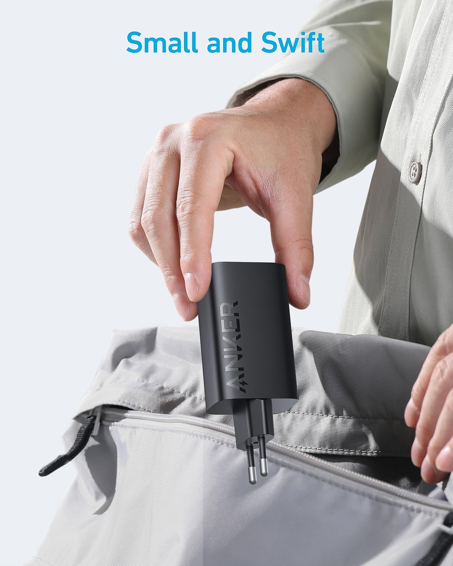 Anker 67W USB C-laddare, 3-portars PIQ 3.0 kompakt snabbladdare, 1,5 m USB C till USB C-kabel ingår)