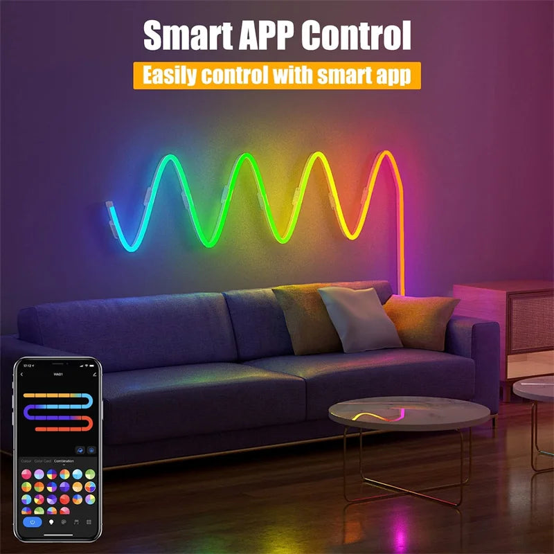 TUYA LED Strip Lights Wifi 12V RGBIC Neon Rope Lights With Music Sync Neon Led Lights
