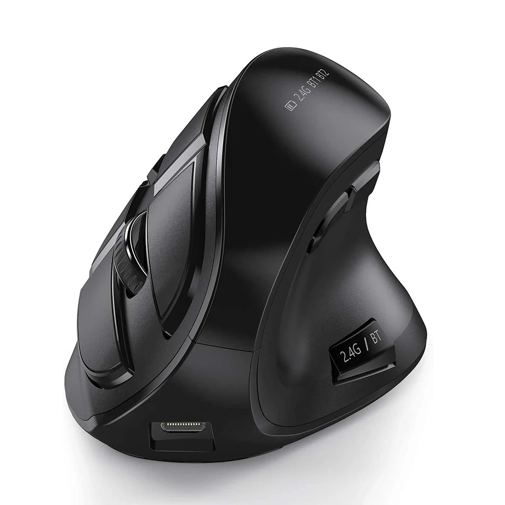 Seenda Vertikal Ergonomisk Trådlös Mus Uppladdningsbar Bluetooth 5.0 3.0 2.4G USB för Laptop PC Mac iPad Office