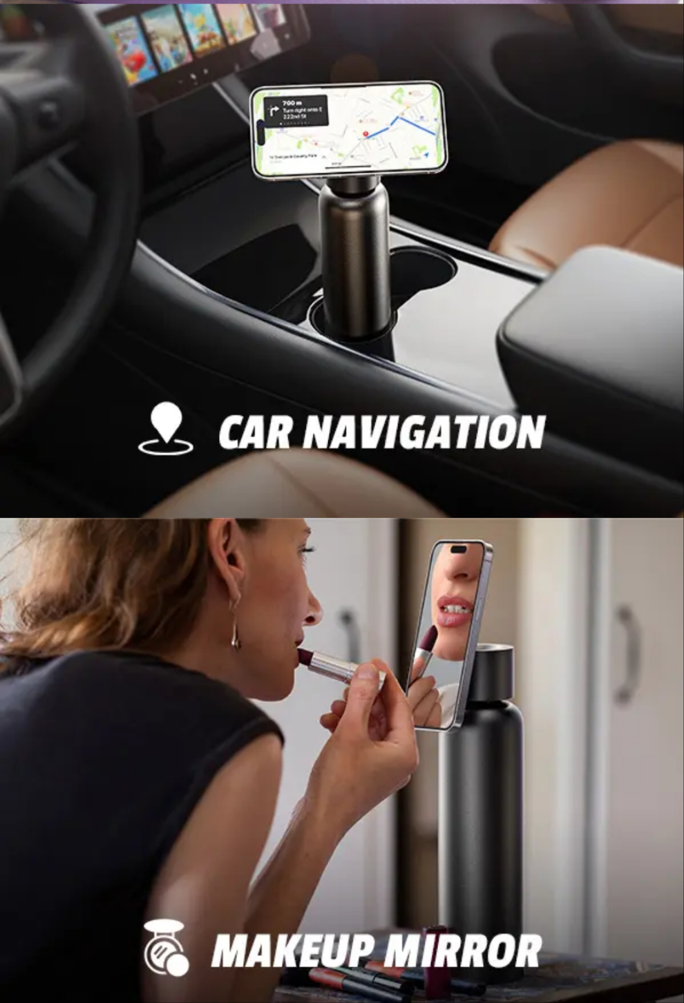 AINOPE 2in1, 750ml vattenflaska och mobilhållare.