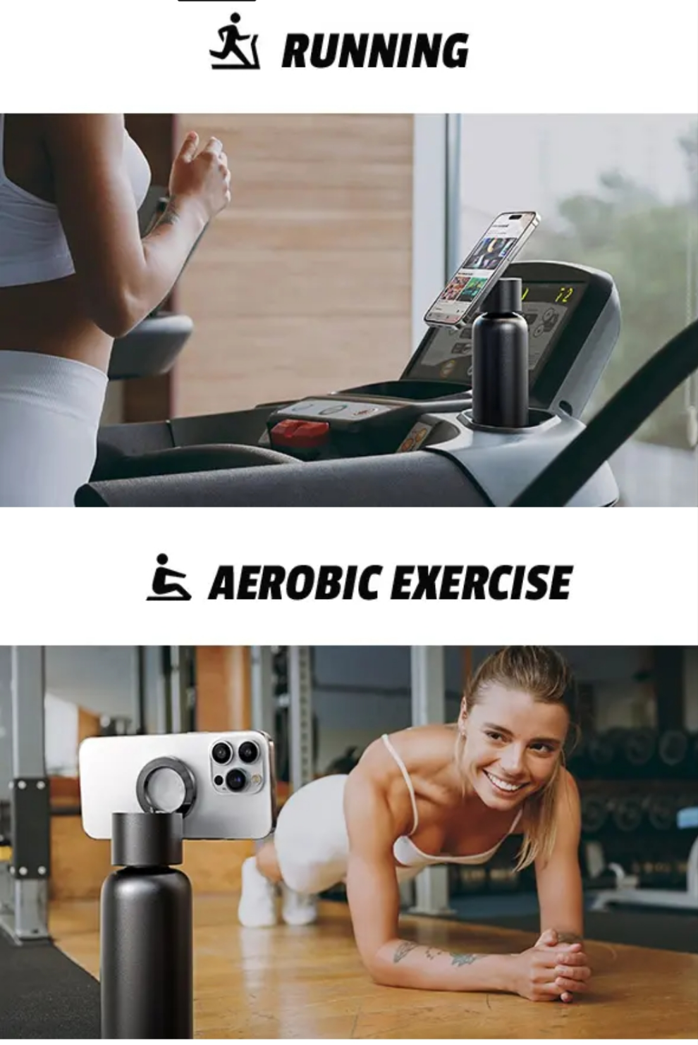 AINOPE 2in1, 750ml vattenflaska och mobilhållare.