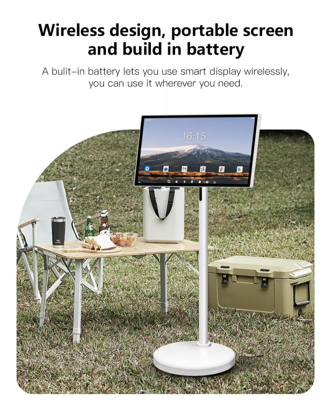 24 inch Tv Android 12 Smart display 8 core CPU and 13MP camera portable monitor Stand Tv Follow with Movable Tv
