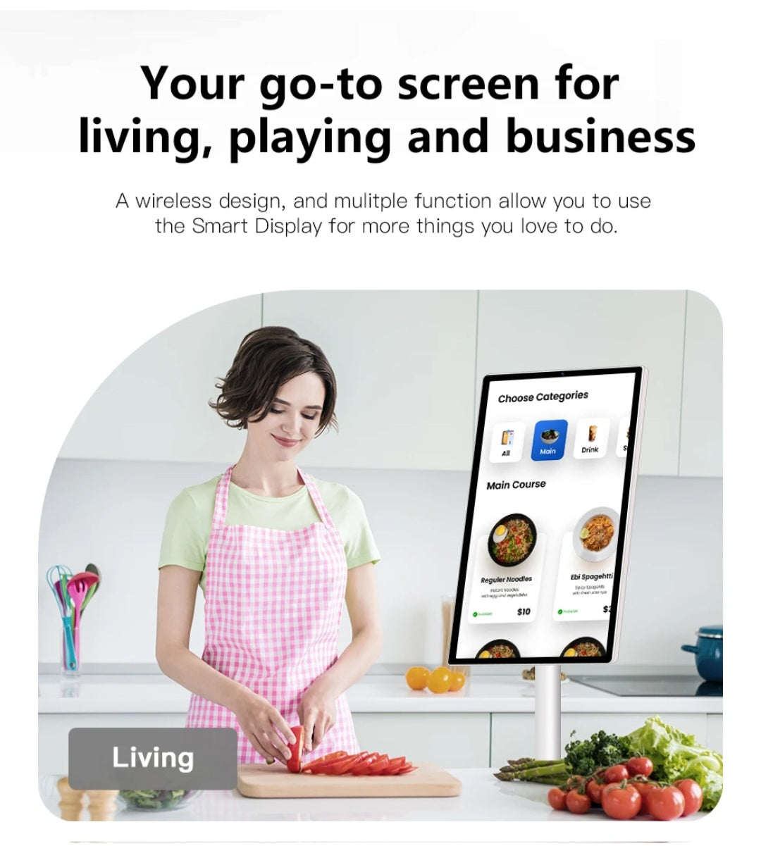24 inch Tv Android 12 Smart display 8 core CPU and 13MP camera portable monitor Stand Tv Follow with Movable Tv