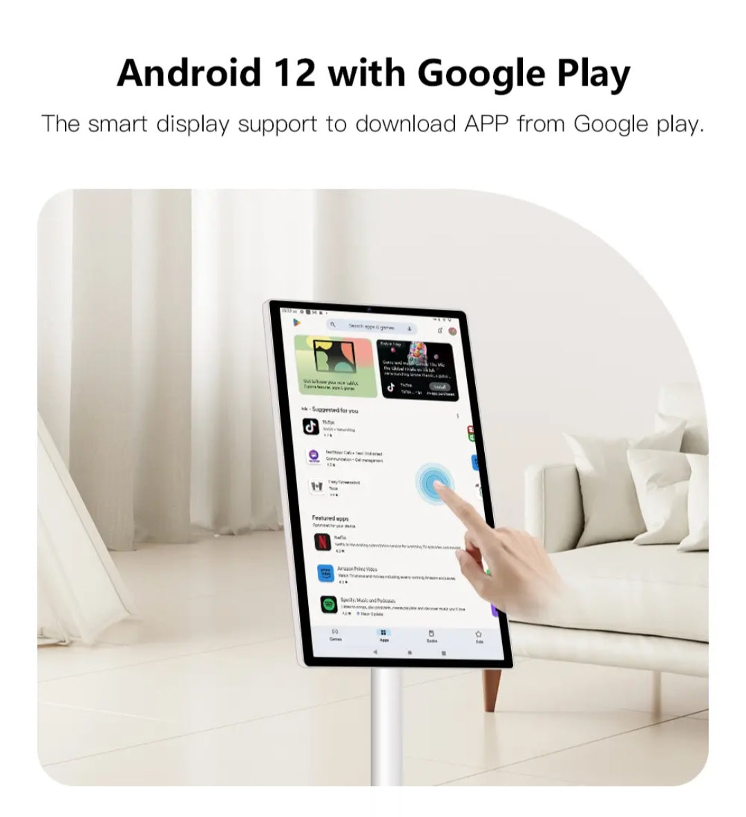 24 inch Tv Android 12 Smart display 8 core CPU and 13MP camera portable monitor Stand Tv Follow with Movable Tv