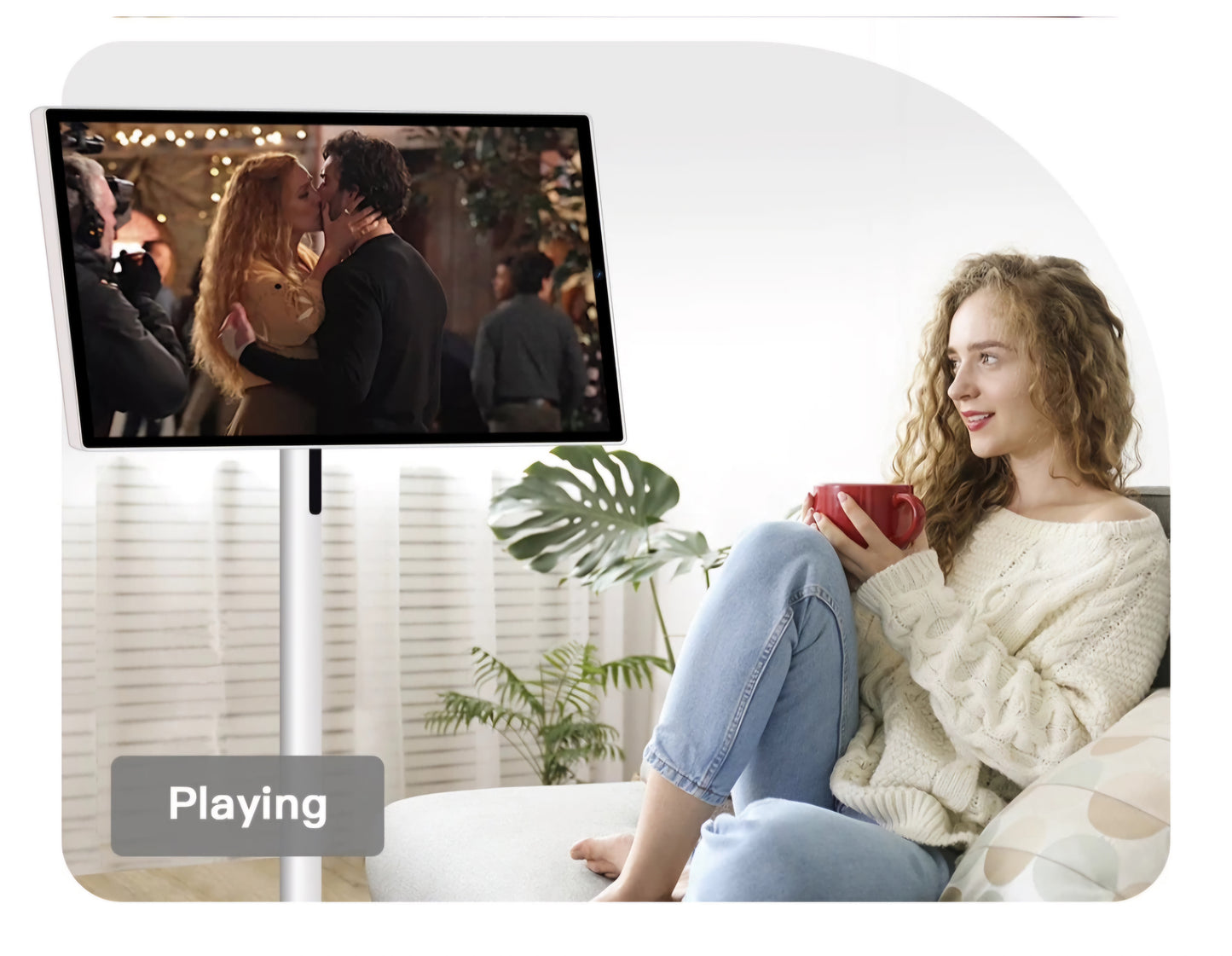 24 inch Tv Android 12 Smart display 8 core CPU and 13MP camera portable monitor Stand Tv Follow with Movable Tv