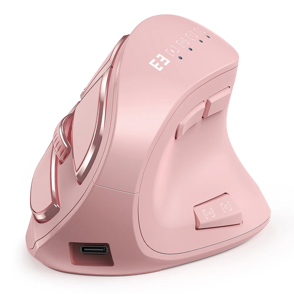 Seenda Vertikal Ergonomisk Trådlös Mus Uppladdningsbar Bluetooth 5.0 3.0 2.4G USB för Laptop PC Mac iPad Office