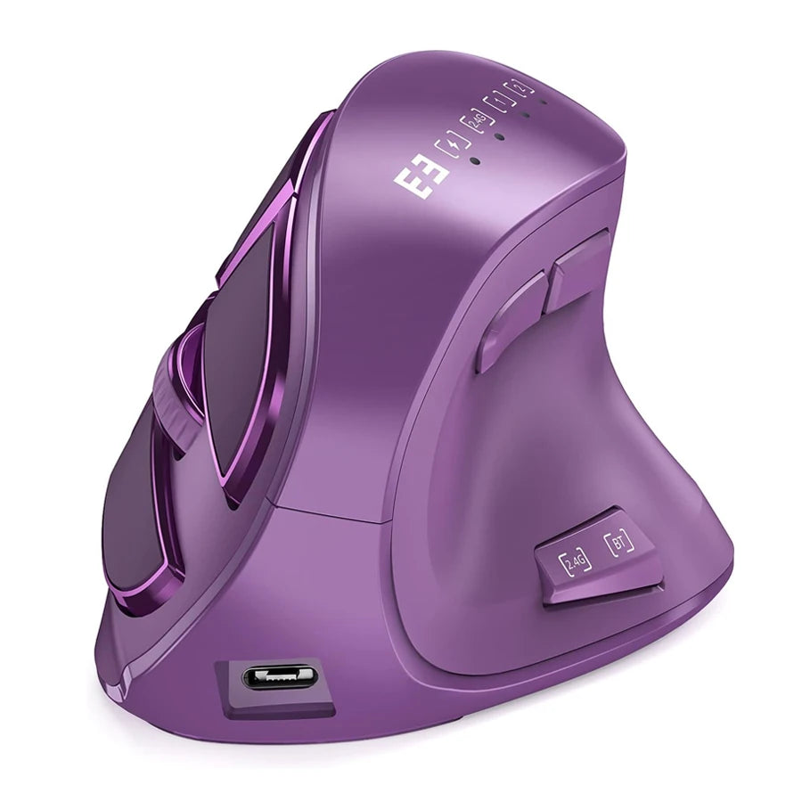 Seenda Vertikal Ergonomisk Trådlös Mus Uppladdningsbar Bluetooth 5.0 3.0 2.4G USB för Laptop PC Mac iPad Office