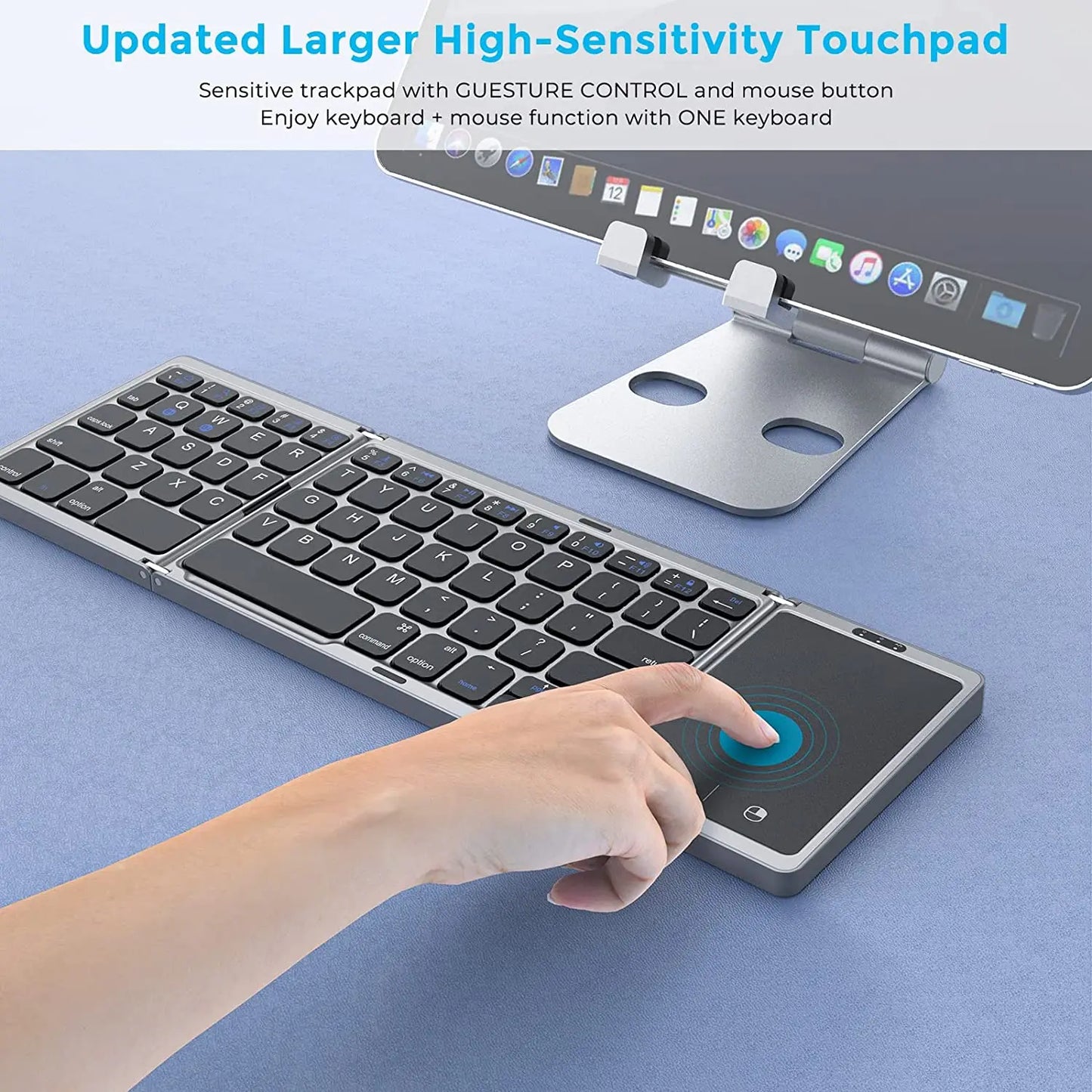 Seenda Fällbar Trådlös Bluetooth-tangentbord Uppladdningsbar Folding Bärbara för PC Mac Smartphone Windows iOS Android