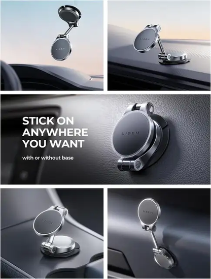 LISEN Hands Free Folding Car Magnetic Phone Holder Rotatable Dash Cell Phone Holder